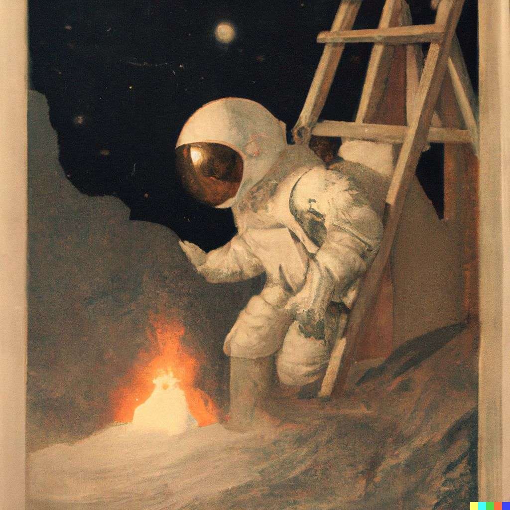 an astronaut, Currier & Ives print